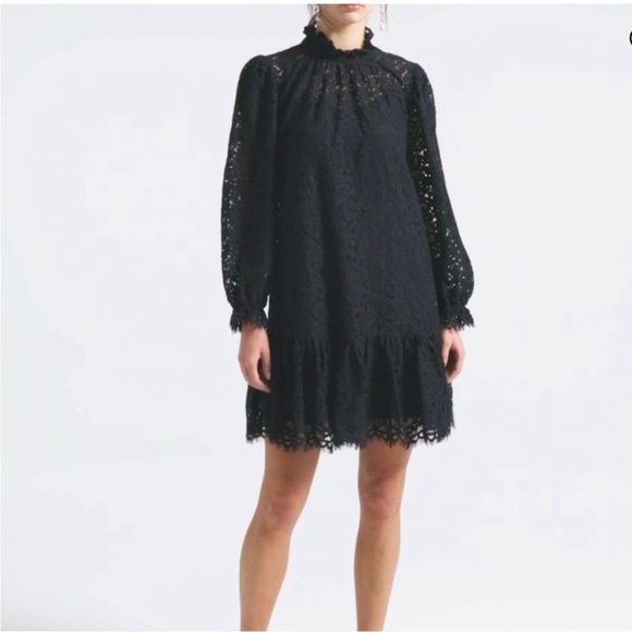 *NEW* J.Crew Ruffle Neck Lace Dress -Missing Slip Lining - Picture 1 of 16
